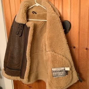 Vintage Shearling Lined Leather Bomber Jacket
